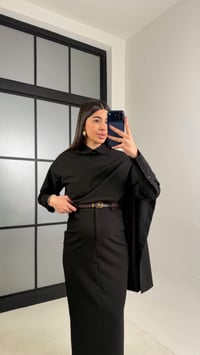 Siyah Manşet Kol Yakası Şallı Gömlek Etek Muadil Takım GAUS-01053 GAUS-01102GAUSTAKIMGAUS-01102
