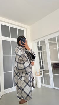 Çok Renkli Astarlı Ekoseli Kapüşonlu Trençkot GAUS-02058GAUSTrench CoatGAUS-02058
