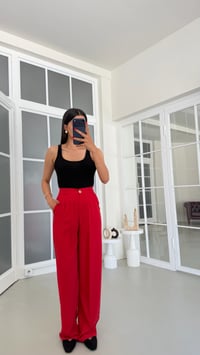 Kırmızı Gold Düğmeli Tencel Pantolon GAUS-01844GAUSPANTOLONGAUS-01844