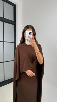 Acı Kahve Pelerinli Elbise Modal Premium Takım Gaus00625GausTAKIMGU1002459