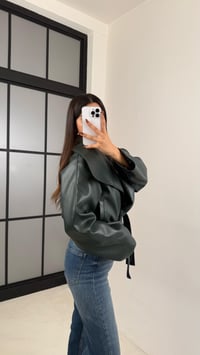 Haki Deri Astarlı Kemerli Ceket GAUS-00338GAUS السترات  GAUS-00338