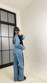 Siyah Denim Detaylı Şardonlu Sweatshirt Eşofman Takım GAUS-00839GAUSTAKIMGAUS-00839