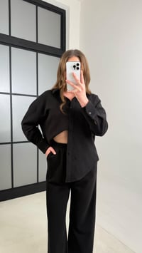 Siyah Gömlek Beli Lastikli Pantolon MD Muadil Selanik Kumaş Takım GAUS-00938GAUSTAKIMGAUS-00938