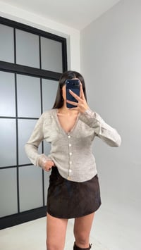 Vizon Yaka Dantel Detaylı Düğmeli Triko Hırka GAUS-01120GAUSHIRKAGAUS-01120