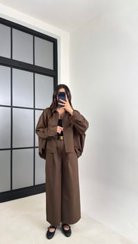 Kahve Gömlek Beli Lastikli Pantolon İthal Kumaş Takım GAUS-00799GAUSSuitsGAUS-00799