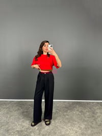 Siyah GK Gold Düğmeli Beli Lastikli PantolonGausPANTOLONGU008099