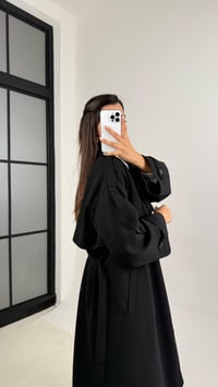 Siyah Kuşaklı Astarlı Cepli Premium Uzun Trençkot GAUS-00119GAUSTRENÇKOTGAUS-00119