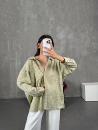 Yeşil Çizgili Oversize Gömlek Gaus0004GausGÖMLEKGU100987