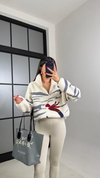 Krem Fermuarlı Kızak Desenli Polar Sweatshirt Gaus-00723 gaus-01029GAUSالسويت شيرت gaus-01029