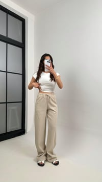 Taş Beli Lastikli Muadil Keten Pantolon Gaus00346GausPANTOLONGU1001805