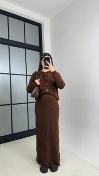 Kahve Hırka Beli Lastikli Etek Triko takım GAUS-00853GAUSTAKIMGAUS-00853