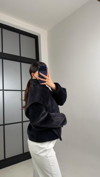 Siyah Fiyonk Düğmeli Astarlı Şal Detaylı Kaşe Ceket GAUS-00885GAUSCEKETGAUS-00885