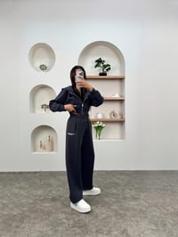Anita Antrasit Üç İplik Şardonlu Baggy Alt Kapüşonlu Üst Eşofman TakımıGausTAKIMGU00903445