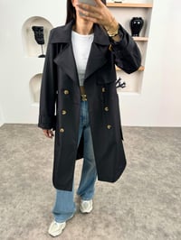 Hana Siyah Premium Kemerli TrençkotGausKABANGU0090350