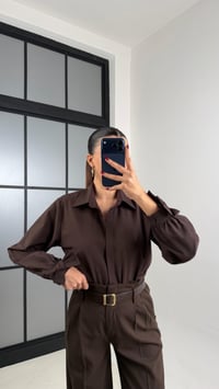 Acı Kahve Kol Kurdele Detaylı Gömlek GAUS-00680GAUSShirtGAUS-00680