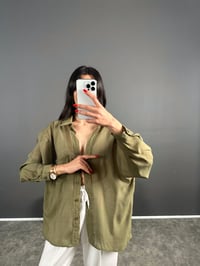 Lulu Haki Oversize Salaş Gömlek GausGÖMLEKGU004758