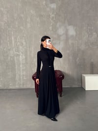 Jerse Siyah Balıkçı Yaka Tasarım Maxi ElbiseGausELBİSEGU00903920