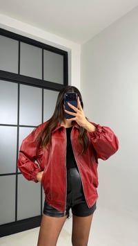 Kırmızı Dikiş Detaylı Astarlı Deri Ceket GAUS-00908GAUSCEKETGAUS-00908