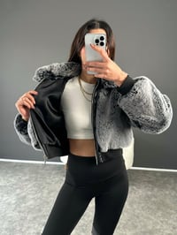 Gri Kısa Kürk Bomber Ceket GausMONTGU002924