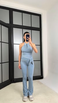 Mavi OYS Model Fiyonk Detaylı Crop Tayt Takım GAUS-01407GAUSTAKIMGAUS-01407