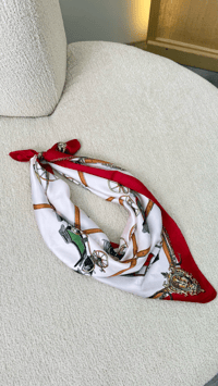 Kırmızı At Arabası Desenli Fular GAUS-00337GAUSŞal & FularGAUS-00337