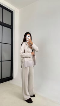 Ekru Kapüşonlu Hırka Beli Lastikli Pantolon İkili Premium Takım GAUS-0075GAUSTAKIMGAUS-0075