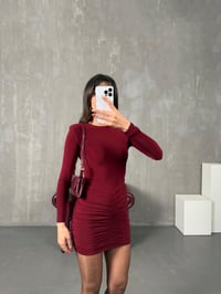 Sabrina Bordo Drapeli Vatkalı ElbiseGausELBİSEGU100130