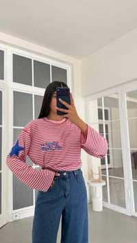 Pembe Çizgili Vintage Sweatshirt GAUS-02121GAUSSweatshirtGAUS-02121