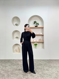 Lola Siyah Krep Kumaş Yarım Balıkçı Yaka TulumGausTULUMGU00903469