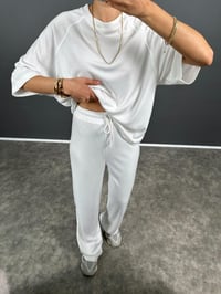 Beyaz Premium Oversize Tshirt Pantolon İkili Takım GausTAKIMGU008526