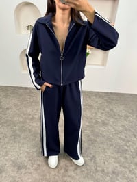 Ena Lacivert Çizgili ZR Model Fermuarlı TakımGausTAKIMGU00903700