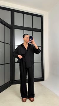 Siyah MD Muadil Gömlek Beli Lastikli Pantolon Tencel Takım GAUS-01278GAUSSuitsGAUS-01278