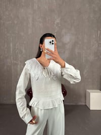 Beyaz Yaka Fisto İşlemeli Pinterest Gömlek Gaus00108GausGÖMLEKGU1001240