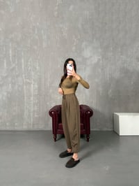 Dona Haki İthal Kumaş Beli Lastikli Jogger PantolonGausPANTOLONGU100498