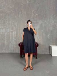 Füme V Polo Yaka Elbise Gaus00117GausELBİSEGU1001262