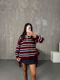 Scool Bordo Çizgili Polo Yaka KazakGausKAZAKGU00904165
