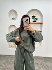 Berry Haki Eskitme Bisiklet Yaka Taşlı TakımGausTAKIMGU00903575