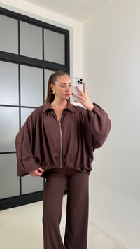 Kahve Bomber Hırka Beli Lastikli Pantolon İkili Takım GAUS-00556GAUSTAKIMGAUS-00556