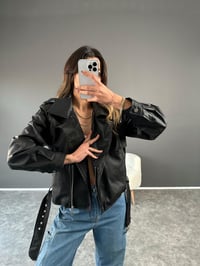 RY Siyah Deri Kemerli Ceket GausCEKETGU002849