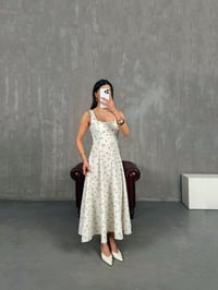 Beyaz Limon Desenli Arkası Fermuarlı Pinterest Keten Elbise Gaus00265GausELBİSEGU1001612