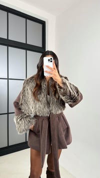 Kahve Kürk Detaylı Astarlı Kaşe Mont GAUS-00559GAUSMONTGAUS-00559