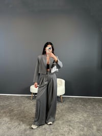 Ketrina Gri Tasarım Blazer Ceket İkili TakımGausTAKIMGU004368