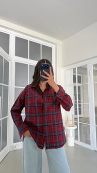 Kırmızı Ekose Desenli Oversize Gömlek GAUS-01948GAUSGÖMLEKGAUS-01948