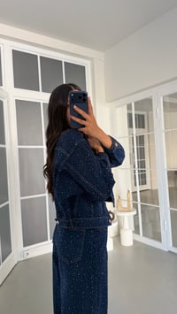 Lacivert Lacivert Premium Taşlı Denim İkili Takım GAUS-01953GAUSTAKIMGAUS-01953
