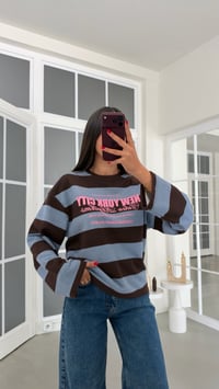 Mavi Şeritli Baskılı Sweatshirt GAUS-02121 GAUS-02311GAUSSWEATSHIRTGAUS-02311