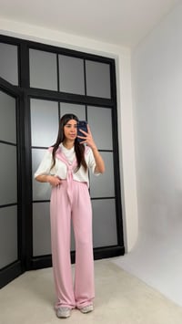 Pembe Şal Detaylı Basic Tshirt Beli Lastikli Pantolon İkili Eşofman Takımı GAUS-01284GAUSTAKIMGAUS-01284