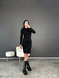 Siyah Vatkalı Modal Elbise GausELBİSEGU002596