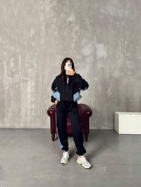 Lome Siyah Denim Karışımlı Şardonlu Oversize TakımGausTAKIMGU00903863