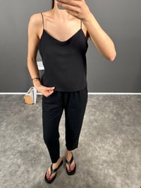Cornu Siyah İp Askılı Bluz Keten İkili TakımGausTAKIMGU008220