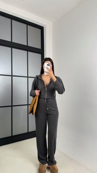 Antrasit Hırka Beli Lastikli Pantolon İkili Selanik Kumaş Takım GAUS-00523GAUSSuitsGAUS-00523
